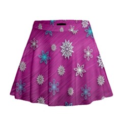 Snowflakes 3d Random Overlay Mini Flare Skirt by Celenk