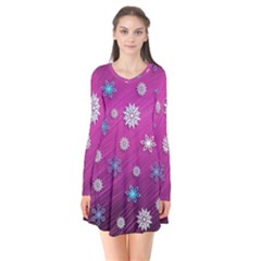 Snowflakes 3d Random Overlay Flare Dress by Celenk