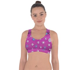 Snowflakes 3d Random Overlay Cross String Back Sports Bra by Celenk