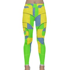 Fabric 3d Geometric Circles Lime Classic Yoga Leggings