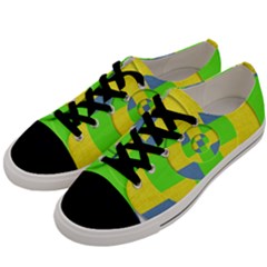 Fabric 3d Geometric Circles Lime Men s Low Top Canvas Sneakers by Celenk