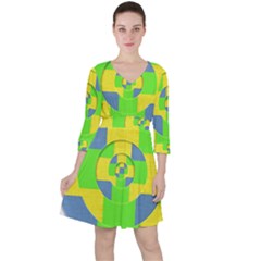 Fabric 3d Geometric Circles Lime Ruffle Dress