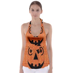 Fabric Halloween Pumpkin Funny Babydoll Tankini Top by Celenk