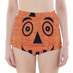 Fabric Halloween Pumpkin Funny High-waisted Bikini Bottoms by Celenk