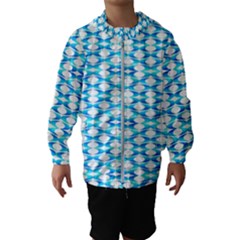 Fabric Geometric Aqua Crescents Hooded Wind Breaker (kids) by Celenk