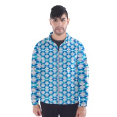 Fabric Geometric Aqua Crescents Wind Breaker (men) by Celenk