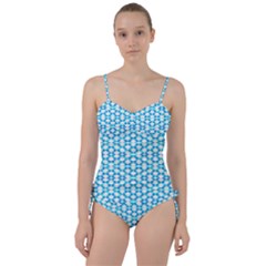 Fabric Geometric Aqua Crescents Sweetheart Tankini Set by Celenk