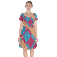 Fabric Textile Cloth Material Short Sleeve Bardot Dress by Celenk