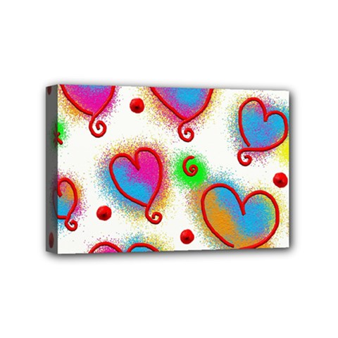 Love Hearts Shapes Doodle Art Mini Canvas 6  X 4  by Celenk