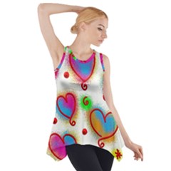 Love Hearts Shapes Doodle Art Side Drop Tank Tunic by Celenk