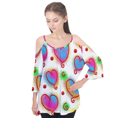 Love Hearts Shapes Doodle Art Flutter Tees by Celenk