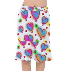 Love Hearts Shapes Doodle Art Mermaid Skirt by Celenk