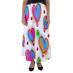 Love Hearts Shapes Doodle Art Flared Maxi Skirt by Celenk