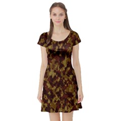 Camouflage Tarn Forest Texture Short Sleeve Skater Dress by Celenk