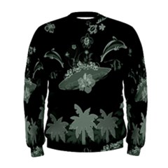 Surfboard With Dolphin, Flowers, Palm And Turtle Men s Sweatshirt by FantasyWorld7