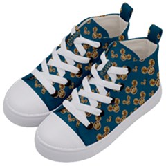 Cartoon Animals In Gold And Silver Gift Decorations Kid s Mid-top Canvas Sneakers by pepitasart