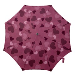 Mauve Valentine Heart Pattern Hook Handle Umbrellas (small) by Bigfootshirtshop