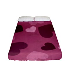 Mauve Valentine Heart Pattern Fitted Sheet (full/ Double Size)