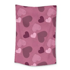 Mauve Valentine Heart Pattern Small Tapestry by Bigfootshirtshop