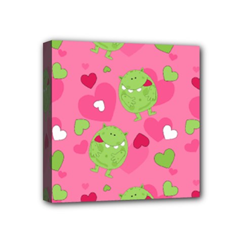 Monster Love Pattern Mini Canvas 4  X 4  by Bigfootshirtshop