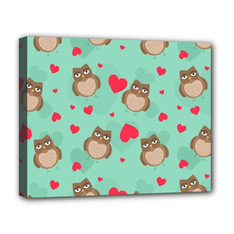 Owl Valentine s Day Pattern Deluxe Canvas 20  X 16   by Bigfootshirtshop