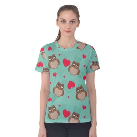 Owl Valentine s Day Pattern Women s Cotton Tee by Bigfootshirtshop