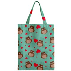 Owl Valentine s Day Pattern Zipper Classic Tote Bag by Bigfootshirtshop