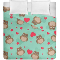 Owl Valentine s Day Pattern Duvet Cover Double Side (king Size) by Bigfootshirtshop