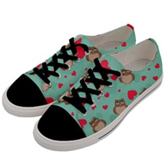 Owl Valentine s Day Pattern Men s Low Top Canvas Sneakers by Bigfootshirtshop