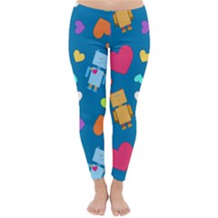 Robot Love Pattern Classic Winter Leggings