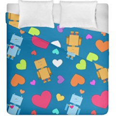 Robot Love Pattern Duvet Cover Double Side (king Size) by Bigfootshirtshop