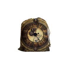Wonderful Steampunk Desisgn, Clocks And Gears Drawstring Pouches (small)  by FantasyWorld7