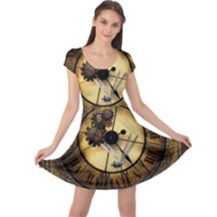 Wonderful Steampunk Desisgn, Clocks And Gears Cap Sleeve Dress by FantasyWorld7