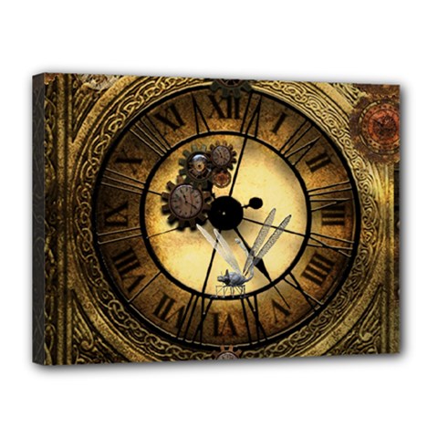 Wonderful Steampunk Desisgn, Clocks And Gears Canvas 16  X 12 