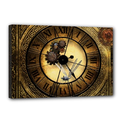 Wonderful Steampunk Desisgn, Clocks And Gears Canvas 18  X 12  by FantasyWorld7