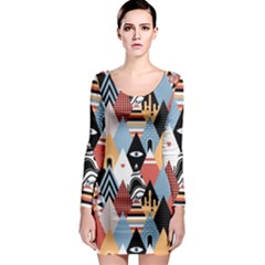 Abstract Diamond Pattern Long Sleeve Bodycon Dress by Bigfootshirtshop