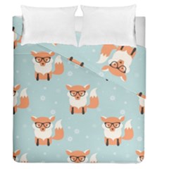 Cute Fox Pattern Duvet Cover Double Side (queen Size) by Bigfootshirtshop