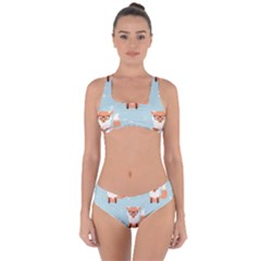 Cute Fox Pattern Criss Cross Bikini Set by Bigfootshirtshop