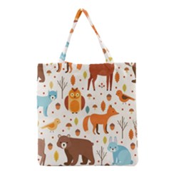 Woodland Friends Pattern Grocery Tote Bag