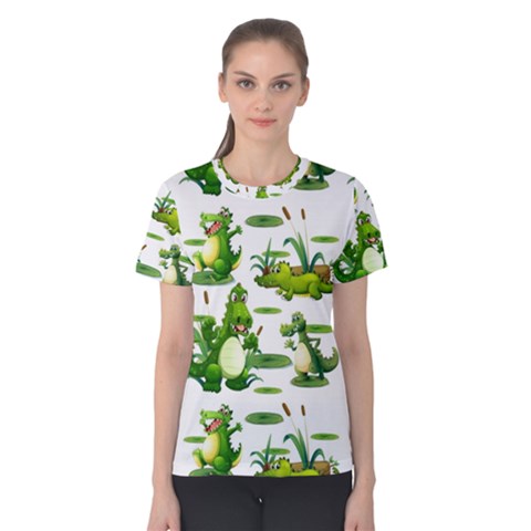 Crocodiles In The Pond Women s Cotton Tee by Bigfootshirtshop