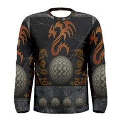 Awesome Tribal Dragon Made Of Metal Men s Long Sleeve Tee by FantasyWorld7