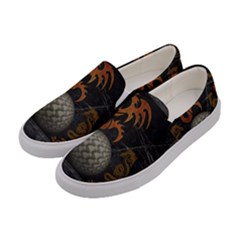 Awesome Tribal Dragon Made Of Metal Women s Canvas Slip Ons