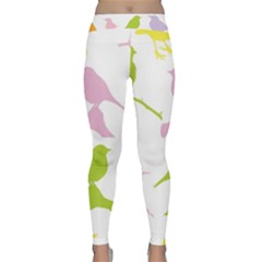 Birds Colourful Background Classic Yoga Leggings by Celenk