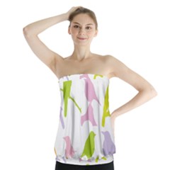 Birds Colourful Background Strapless Top
