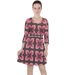 Floral Retro Abstract Flowers Ruffle Dress