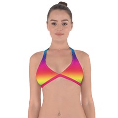 Spectrum Background Rainbow Color Halter Neck Bikini Top by Celenk
