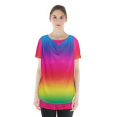 Spectrum Background Rainbow Color Skirt Hem Sports Top by Celenk
