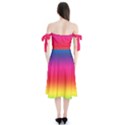 Spectrum Background Rainbow Color Shoulder Tie Bardot Midi Dress View2