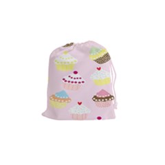 Cupcakes Wallpaper Paper Background Drawstring Pouches (small)  by Celenk