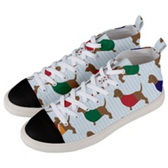 Dachshund Dog Cartoon Art Men s Mid-top Canvas Sneakers